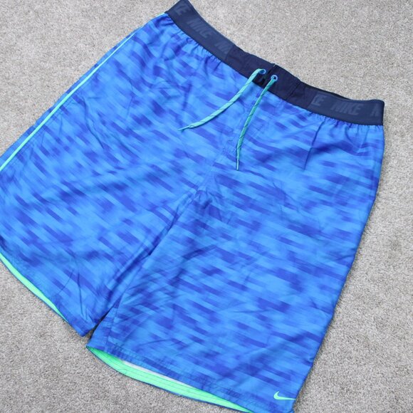 Nike Swim Board Shorts NWT Mens 2XL XXL Blue Geometric Mesh Lined Drawstring - Picture 4 of 15